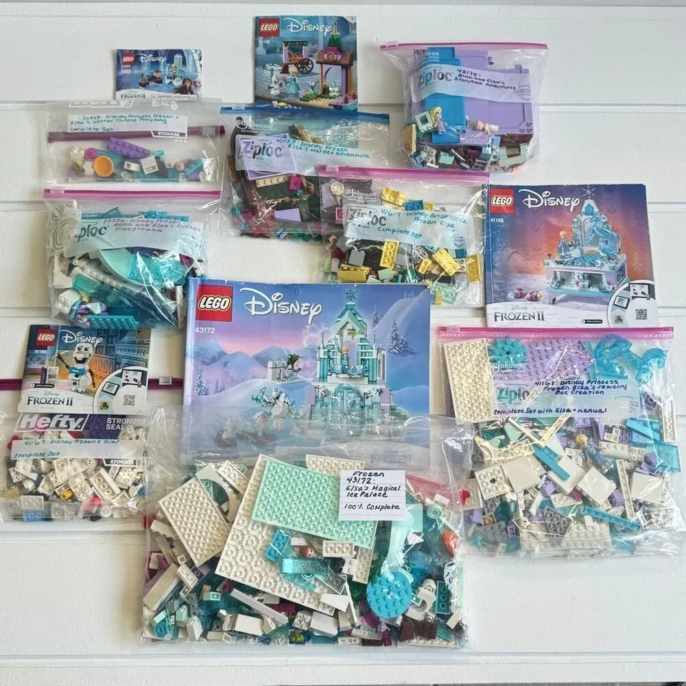 Lego Frozen & Frozen II Lot - 8 Sets With Minifigures & Manuals Olaf Anna Elsa
